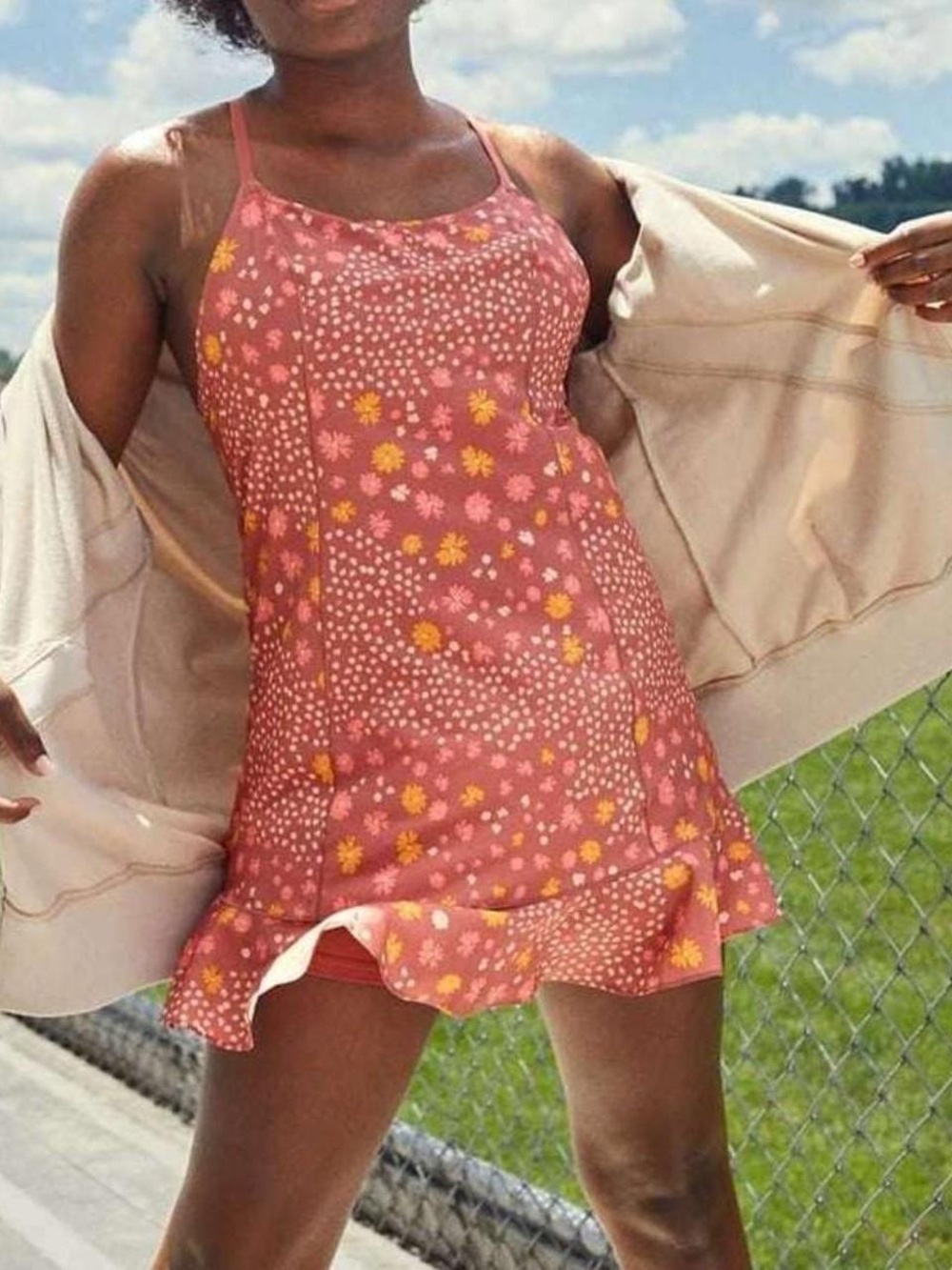 🌸 Offline by Aerie‎ Real Me Ruffle Dress Rose Pink Floral Mini Dress Size XS